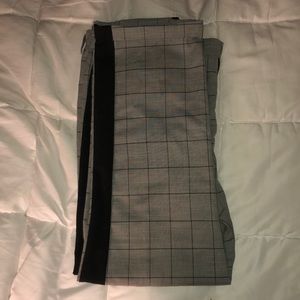 Gray and black dress pants with side stripe